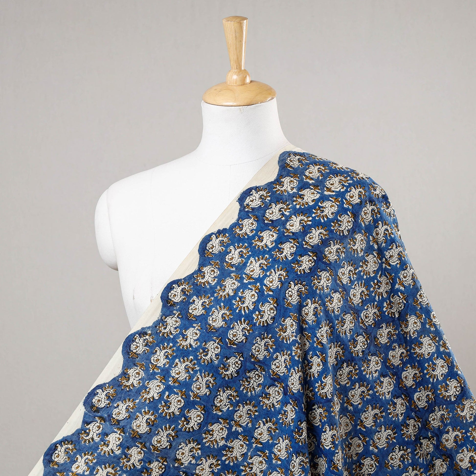 Blue - Bagru Block Print Cotton Fabric