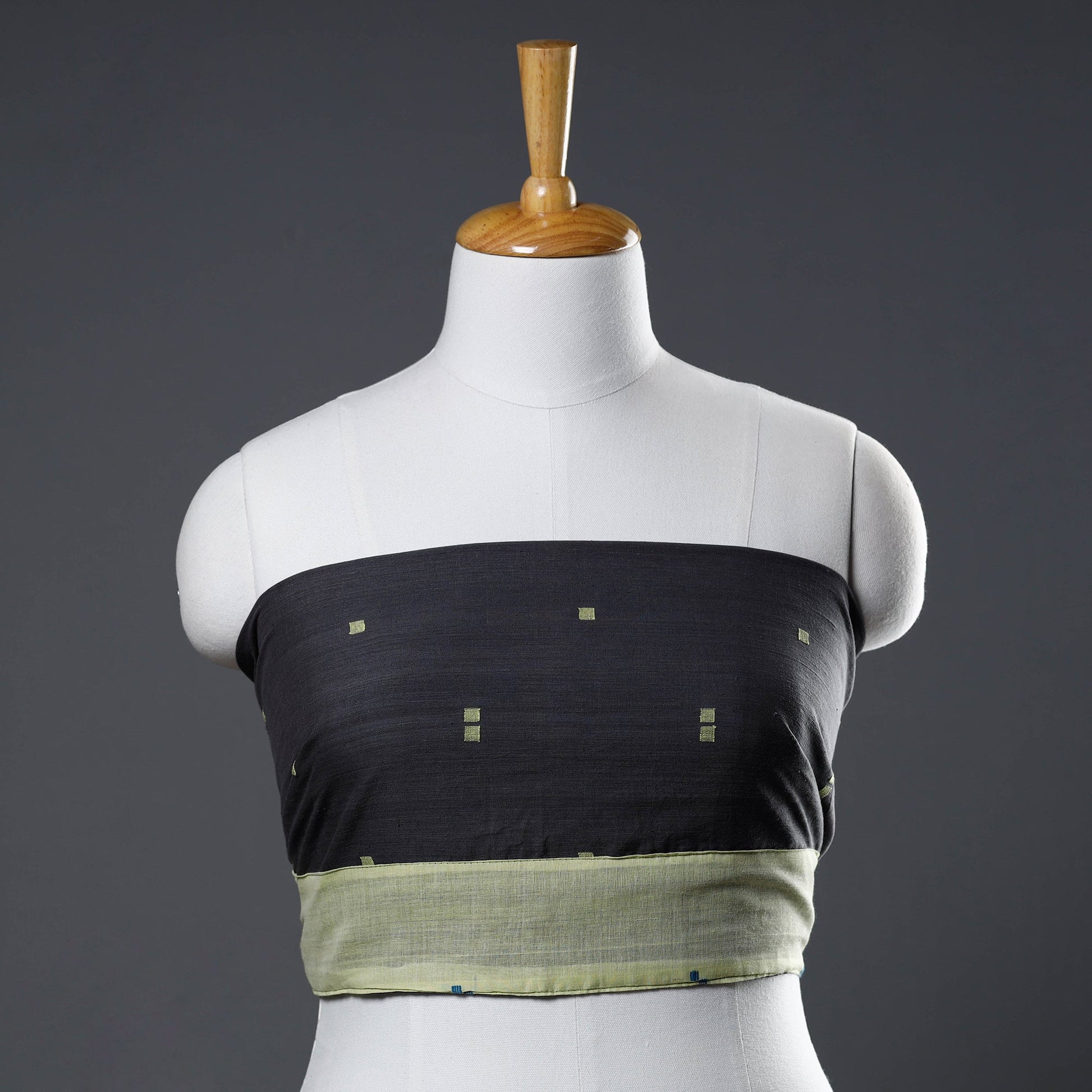 Black - Rangoli Jamdani Cotton Blouse Piece