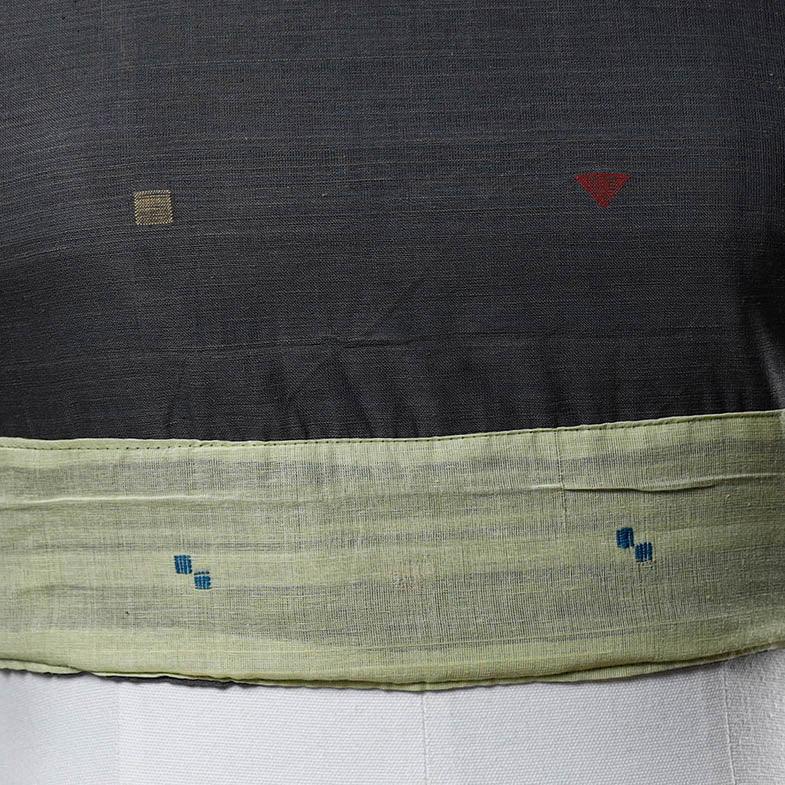 Black - Rangoli Jamdani Cotton Blouse Piece