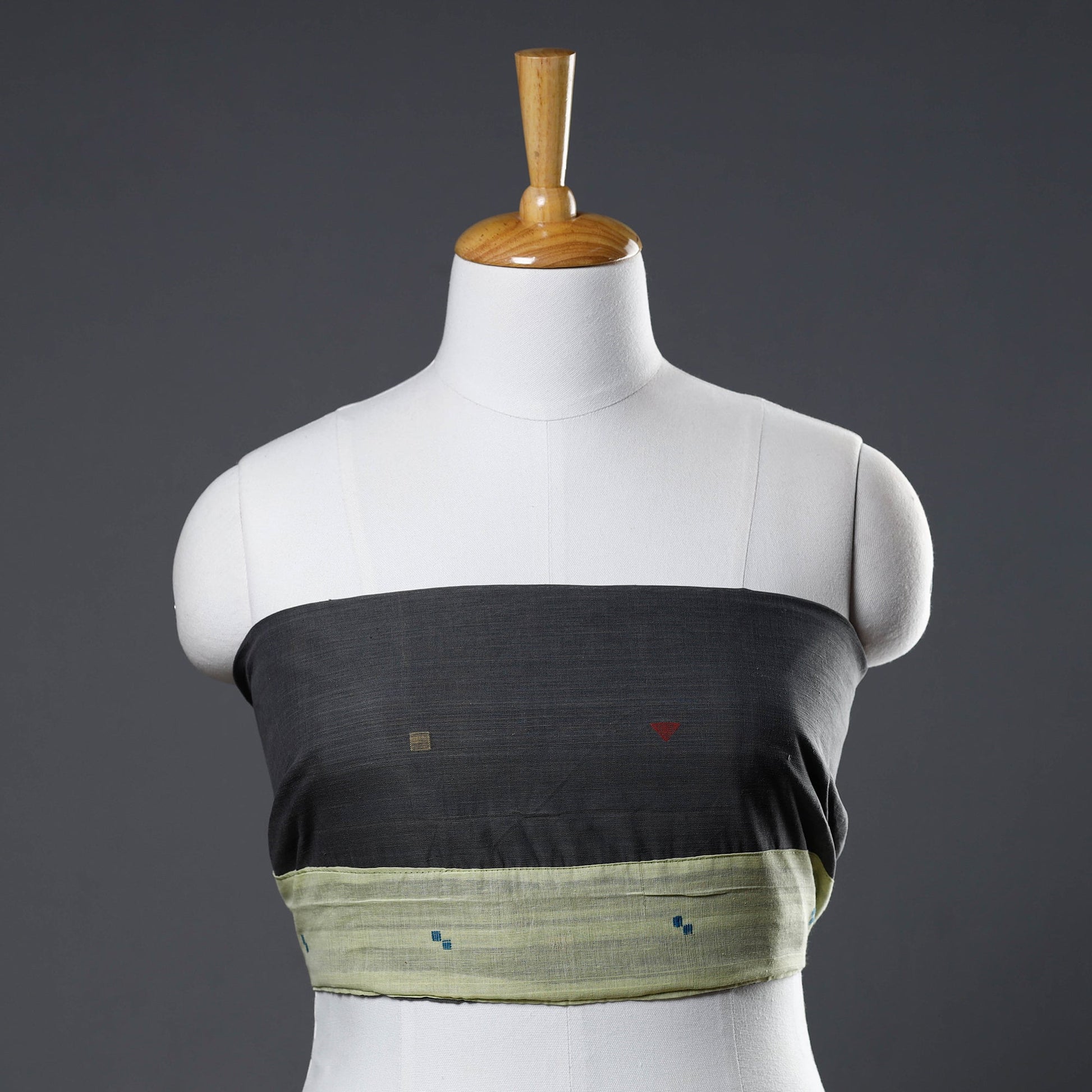 Black - Rangoli Jamdani Cotton Blouse Piece