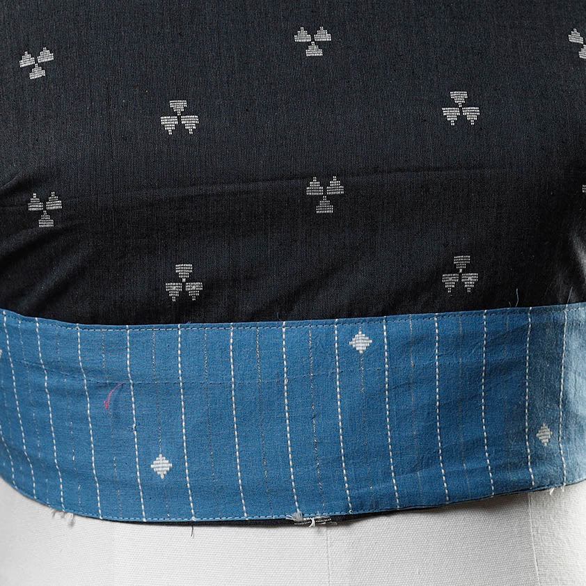 Black - Rangoli Jacquard Cotton Blouse Piece