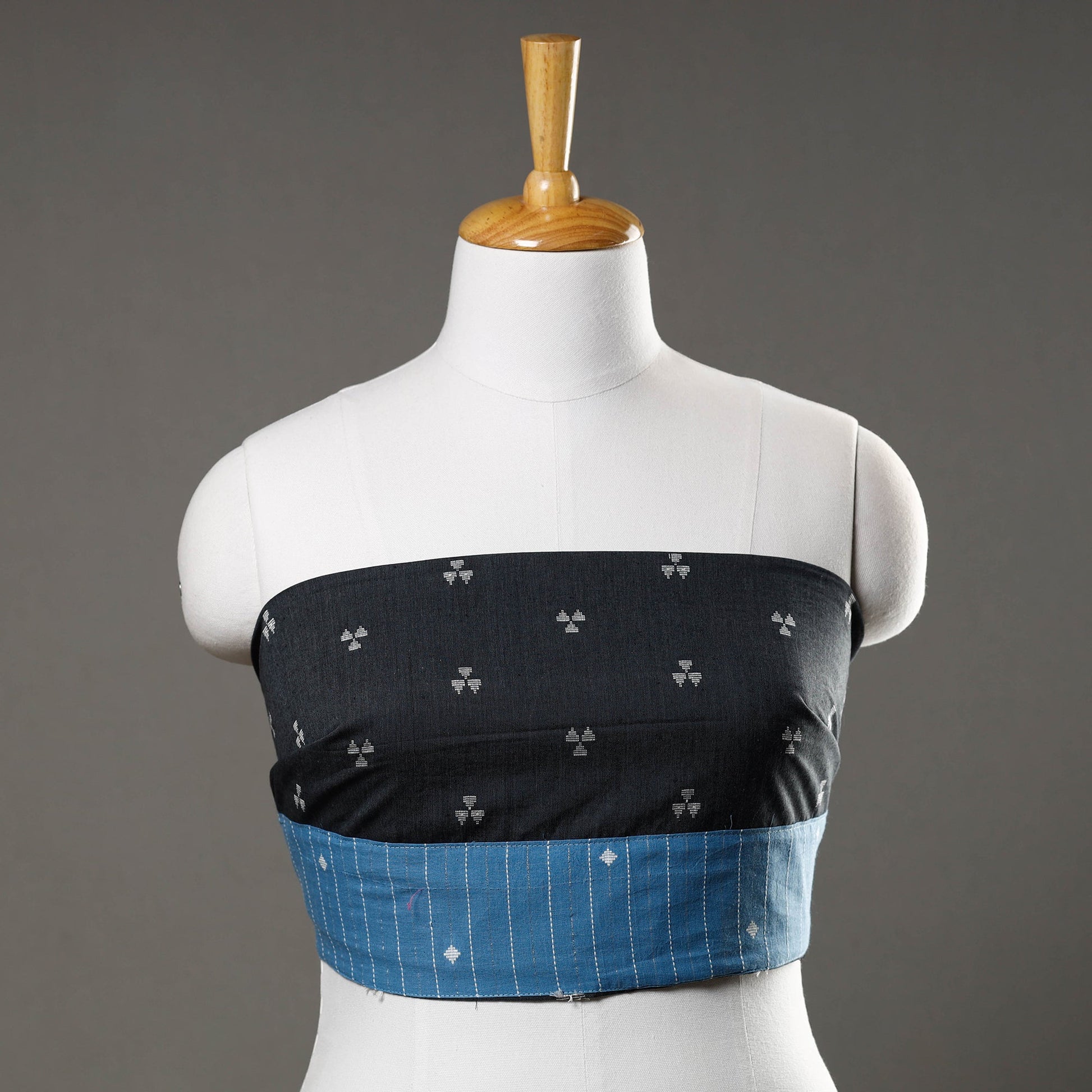 Black - Rangoli Jacquard Cotton Blouse Piece