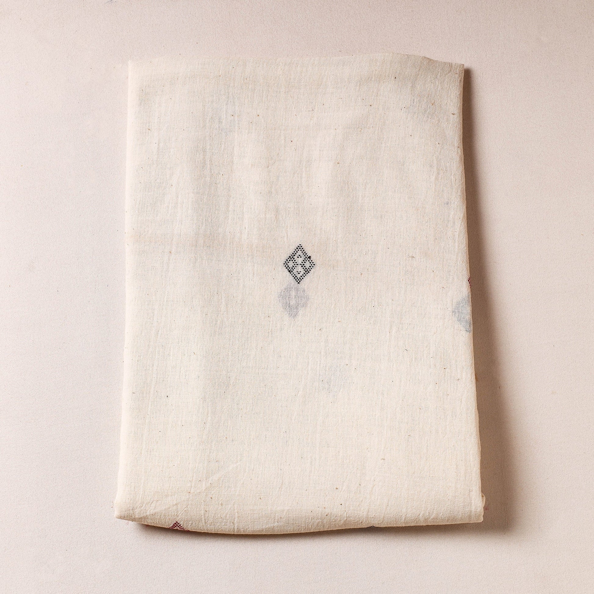 Beige - Organic Kala Cotton Handloom Buti Precut Fabric