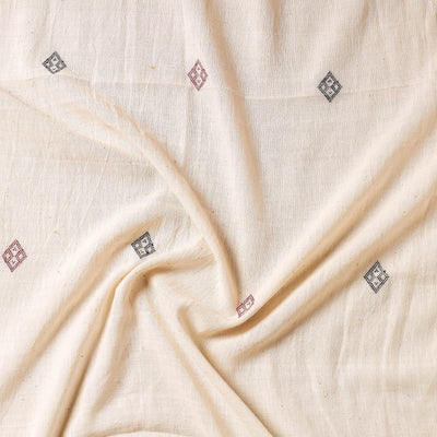 Beige - Organic Kala Cotton Handloom Buti Precut Fabric