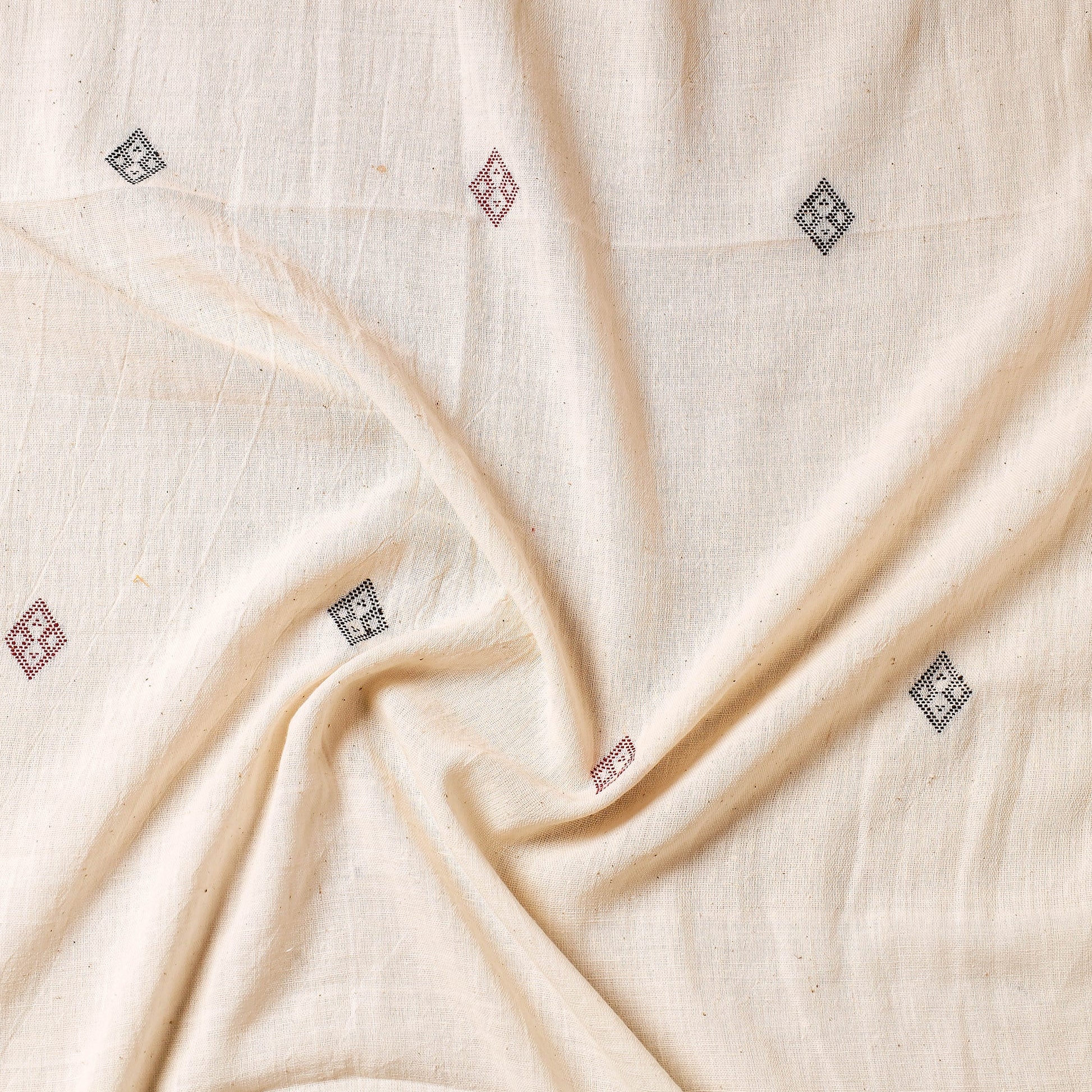Beige - Organic Kala Cotton Handloom Buti Precut Fabric