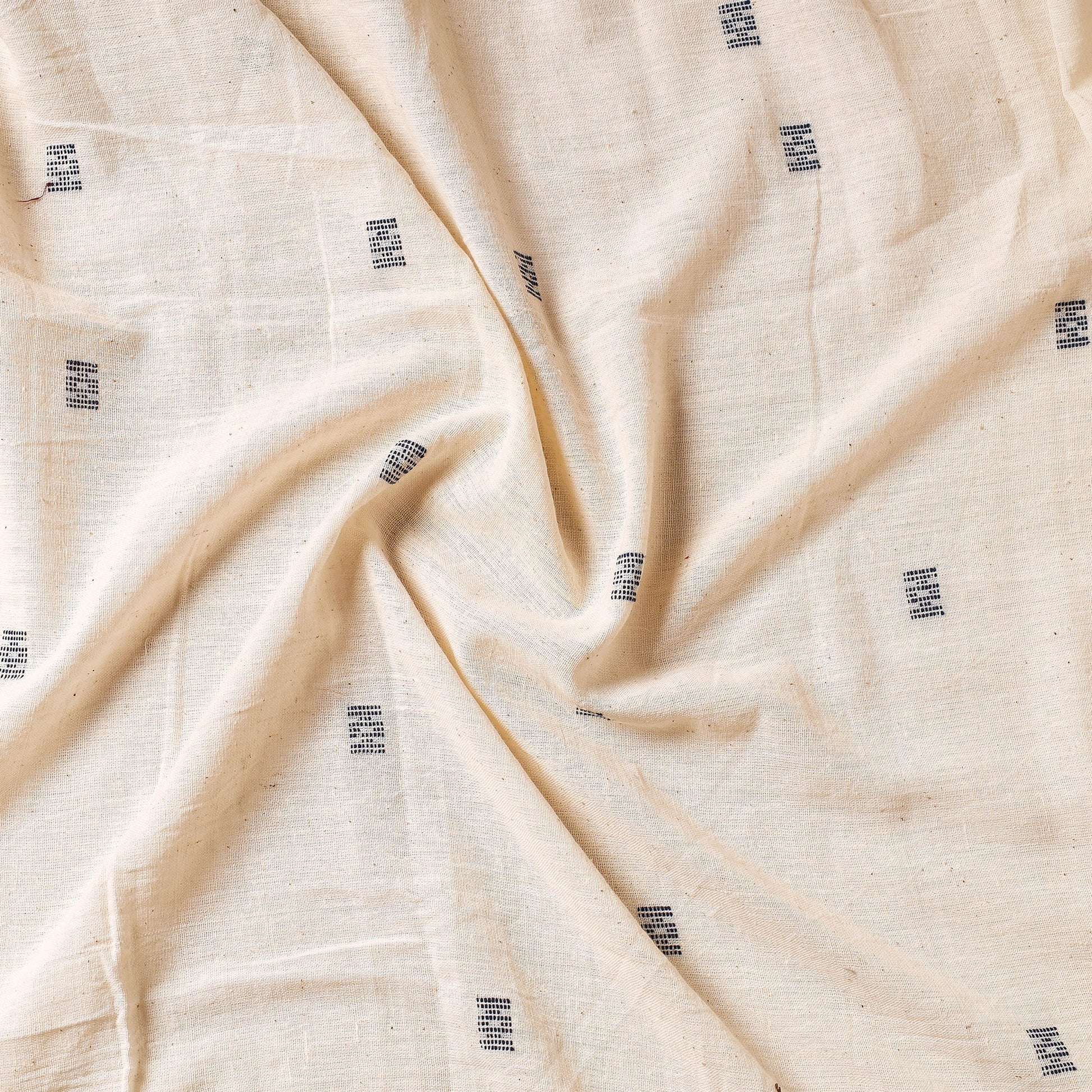 Beige - Organic Kala Cotton Handloom Buti Precut Fabric