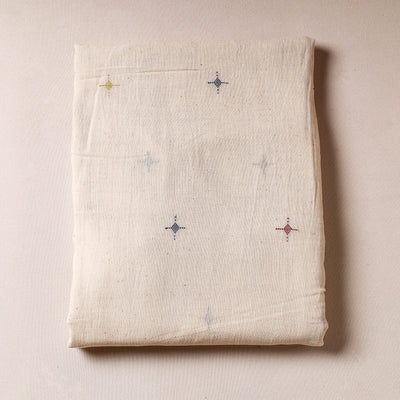 Beige - Organic Kala Cotton Handloom Buti Precut Fabric
