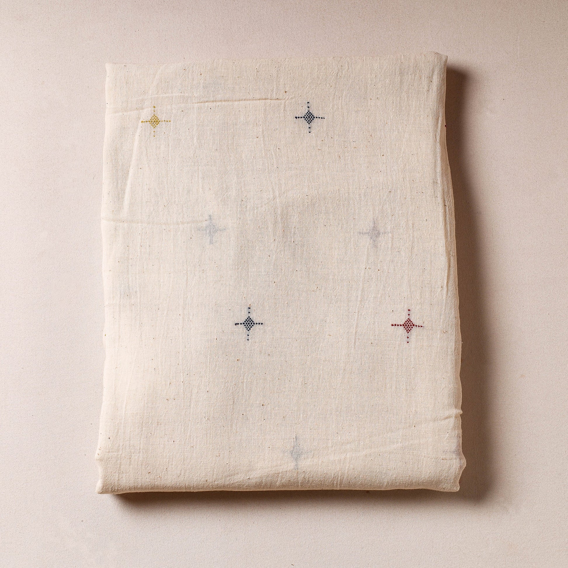 Beige - Organic Kala Cotton Handloom Buti Precut Fabric