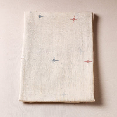 Beige - Organic Kala Cotton Handloom Buti Precut Fabric (2 meter)