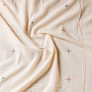 Beige - Organic Kala Cotton Handloom Buti Precut Fabric (2 meter)