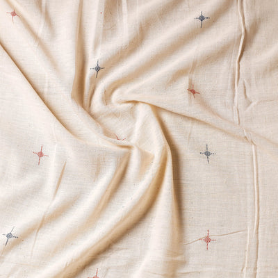 Beige - Organic Kala Cotton Handloom Buti Precut Fabric (2 meter)