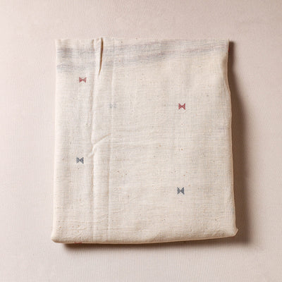 Beige - Organic Kala Cotton Handloom Buti Precut Fabric (2 meter)
