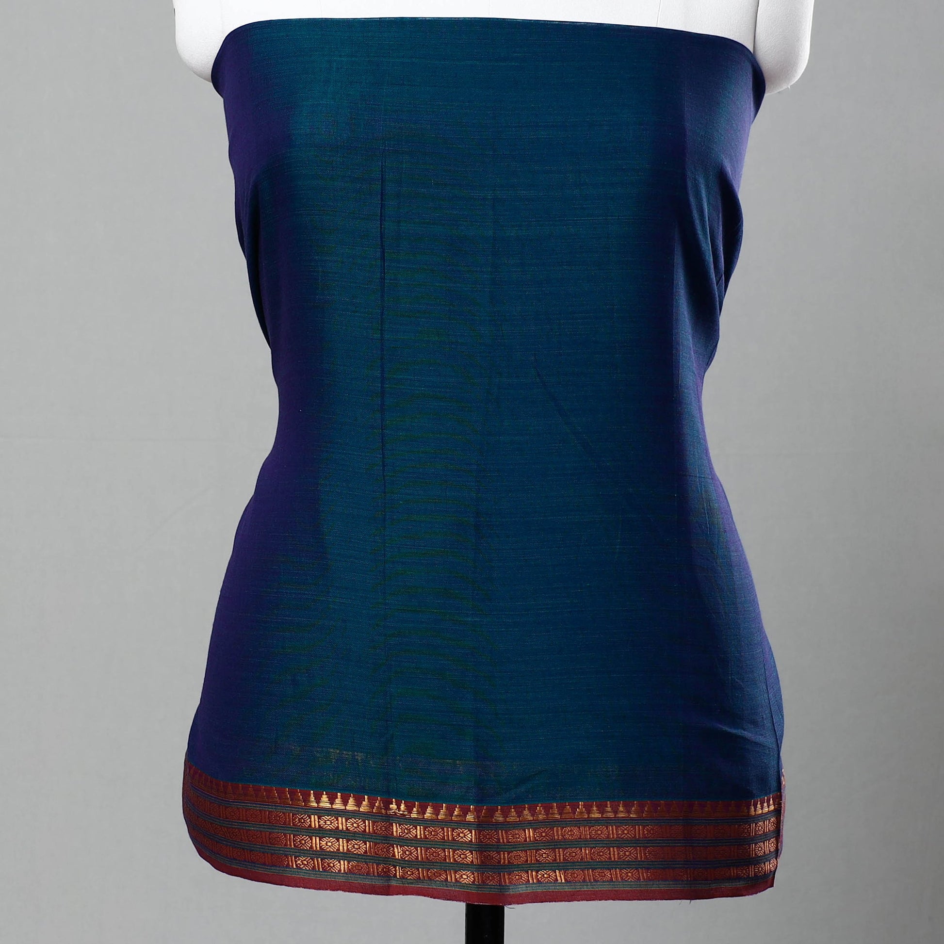 Blue - 3pc Traditional Cotton Dharwad Dress Material 03