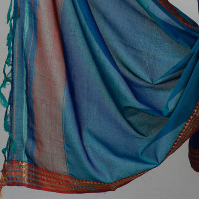Blue - 3pc Traditional Cotton Dharwad Dress Material 03