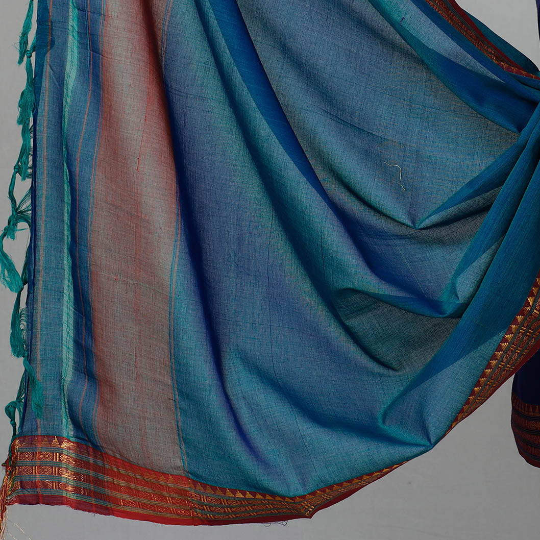 Blue - 3pc Traditional Cotton Dharwad Dress Material 03