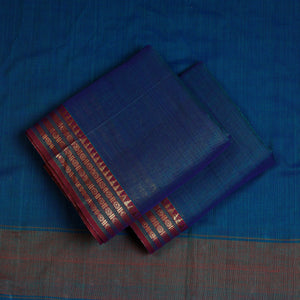 Blue - 3pc Traditional Cotton Dharwad Dress Material 03