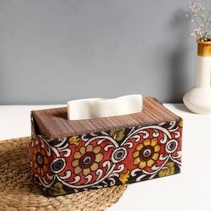 Brown - Handpainted Kalamkari Natural Dyed Cotton Tissue Box