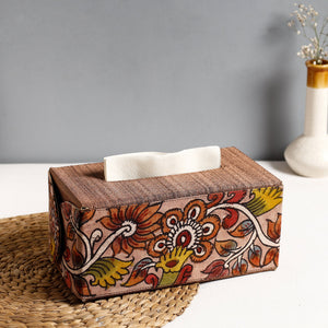 Brown - Handpainted Kalamkari Natural Dyed Cotton Tissue Box