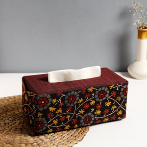 Brown - Handpainted Kalamkari Natural Dyed Cotton Tissue Box