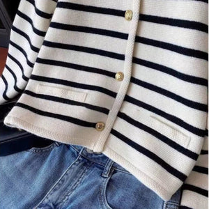 Marietta Striped Woolen Cardigan