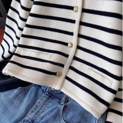 Marietta Striped Woolen Cardigan