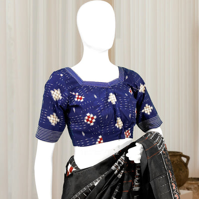 Blue  Pasapali Odisha Ikat Sambalpuri Cotton Blouse