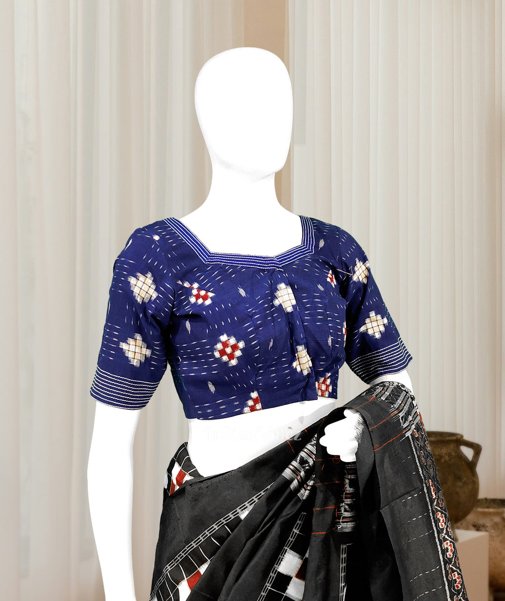 Blue  Pasapali Odisha Ikat Sambalpuri Cotton Blouse
