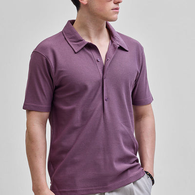 Purple Textured Polo T-Shirt