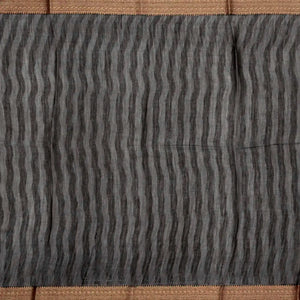 Red Woven Chanderi Printed Cotton Saree With Contrast Border