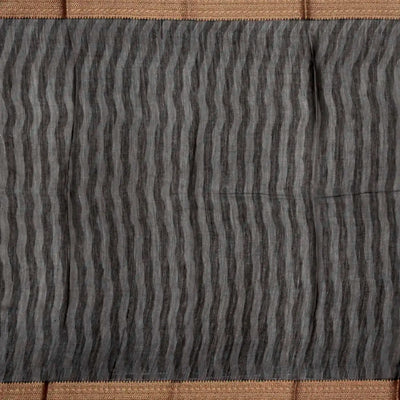 Red Woven Chanderi Printed Cotton Saree With Contrast Border