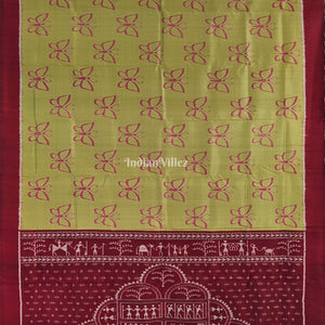 Apple Green Butterfly Design Contemporary Silk Saree