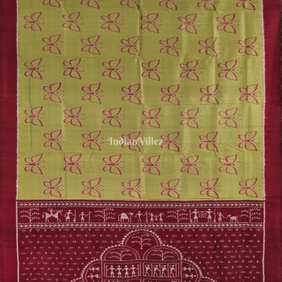 Apple Green Butterfly Design Contemporary Silk Saree