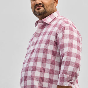 Red Checks Linen Blend Shirt