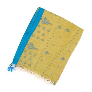 Olive Green Bengal Cotton Saree With Floral Motifs