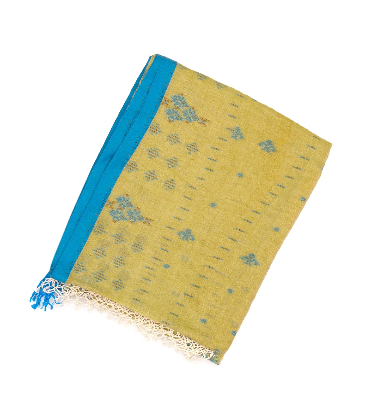 Olive Green Bengal Cotton Saree With Floral Motifs