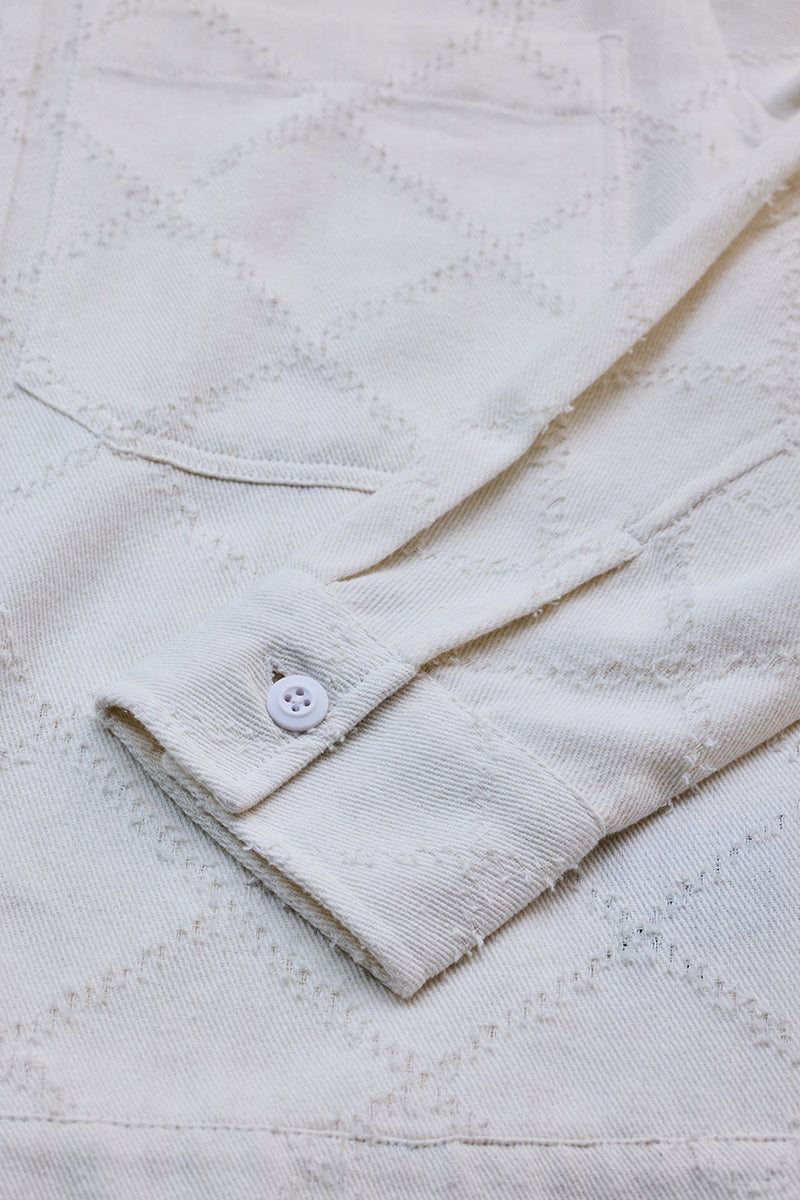 White Geometric Overshirt