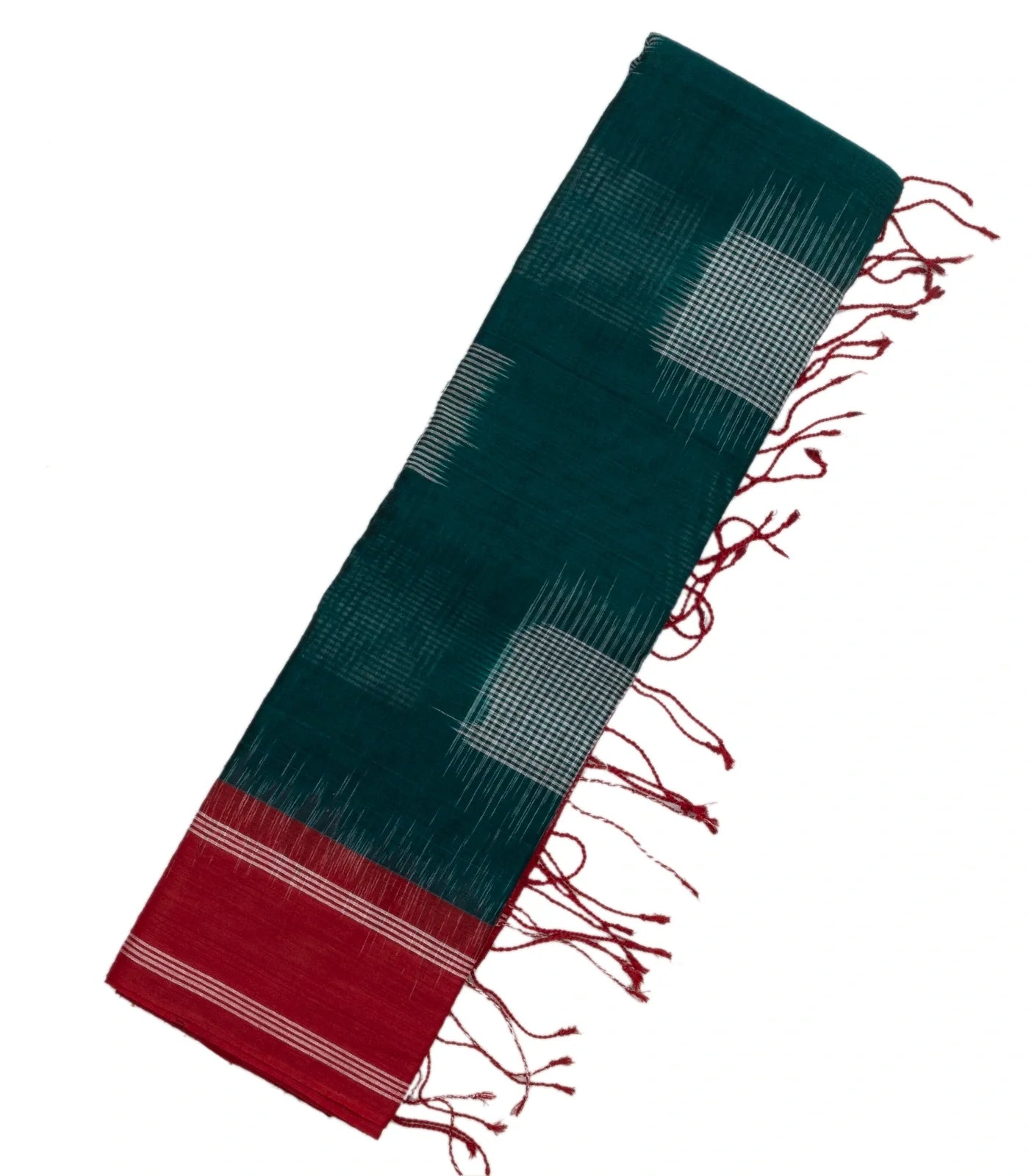 Teal Bengal Cotton Saree With Printed Checks