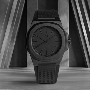 Nuun Official Origen Midnight Men Analogue Watch With Nanotech Silicon Strap Black Marker - Origen Midnight