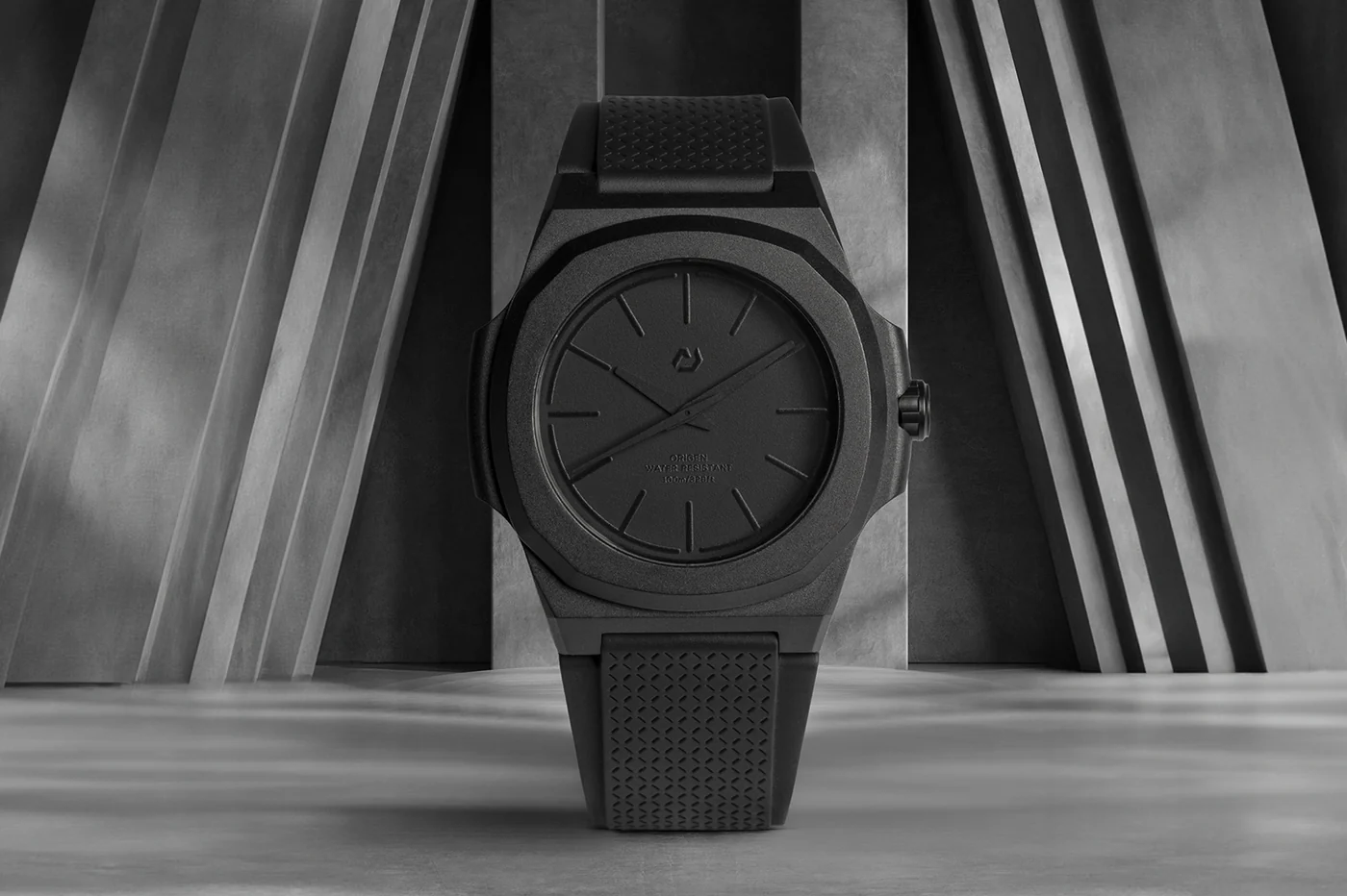 Nuun Official Origen Midnight Men Analogue Watch With Nanotech Silicon Strap Black Marker - Origen Midnight