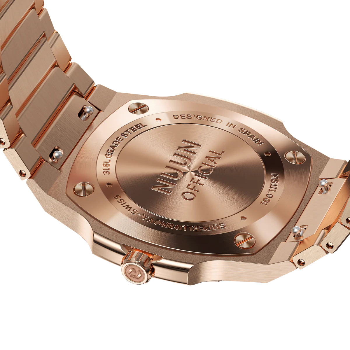 Nuun Official MS Rosegold Men Analogue Watch Blue Dial With Gold Marker - MS Rosegold 38mm