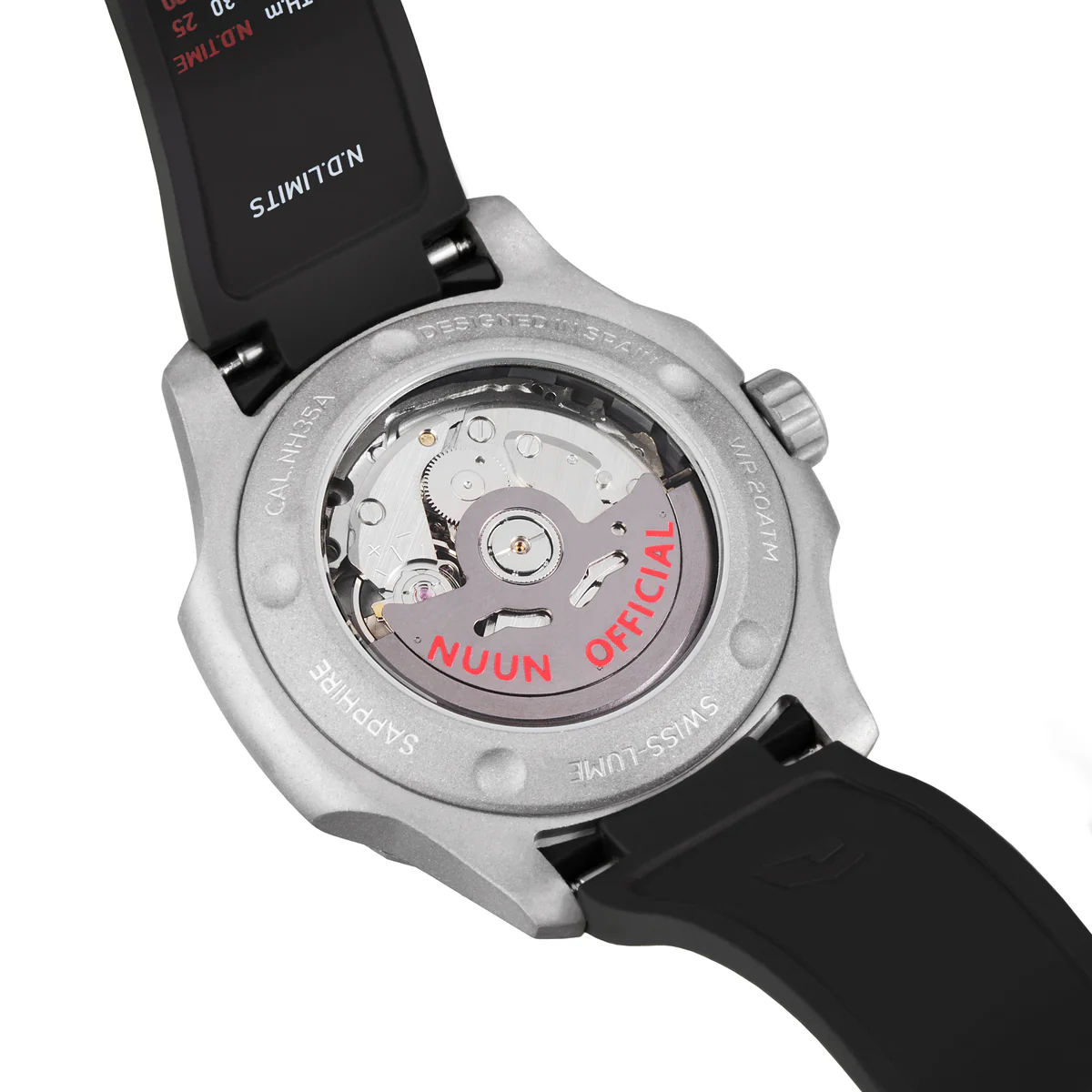 Nuun Official N200 Titanium Gray v2 Index Men Automatic Watch Translucent Dial With Titanium Gray Coated 316L Sandblast Stainless Steel - N200 Titanium Gray v2