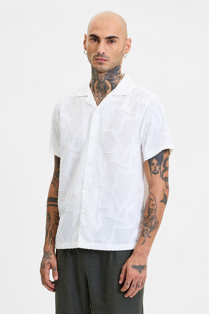 White Abstract Box Fit Shirt