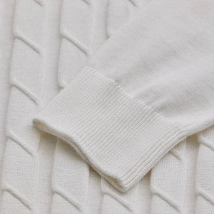 White Zipper Knitted Polo T-Shirt