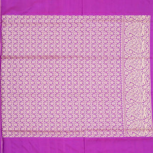 Yellow Handwoven Banarasi Silk Saree With Floral Buttas & Contrast Border