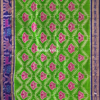 Green Lotus Khandua Silk Saree