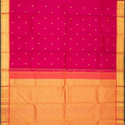 Pink Handloom Kanchipuram Silk Saree With Kamalam Buttas