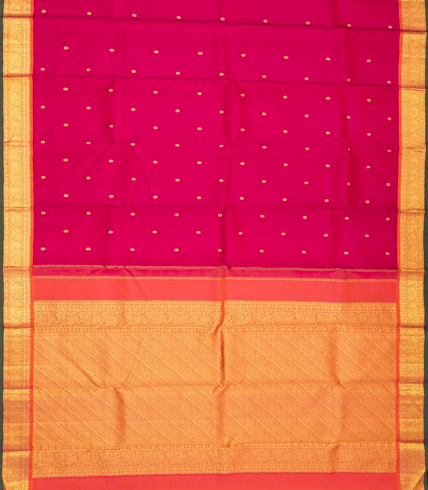 Pink Handloom Kanchipuram Silk Saree With Kamalam Buttas