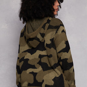 Plus Size Camo Hooded Sweater