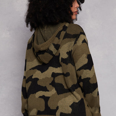 Plus Size Camo Hooded Sweater