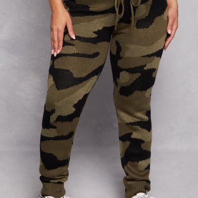 Plus Size Camo Knit Joggers